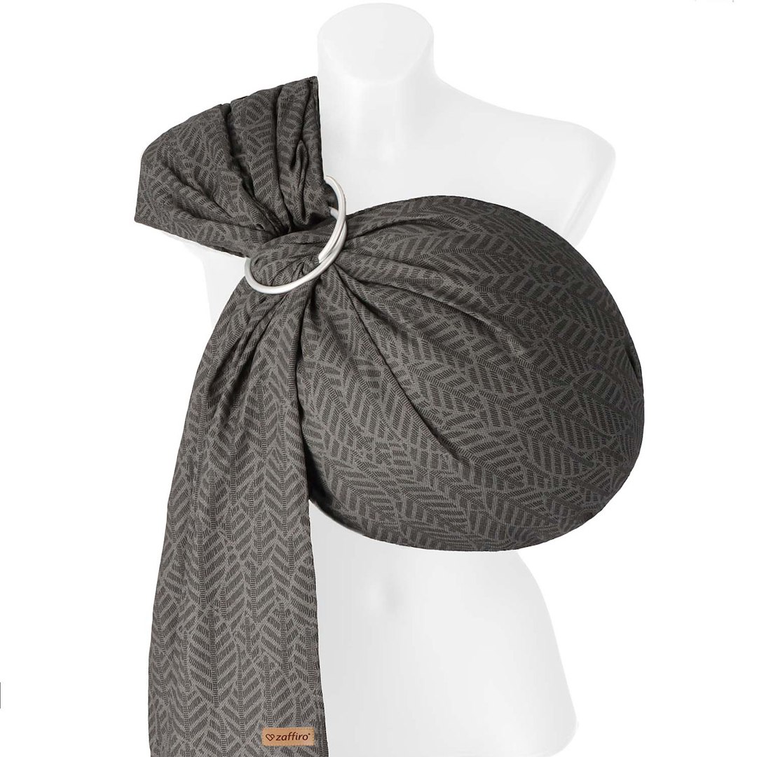 Sling with ring HugMe Leaves 70x195cm anthracite