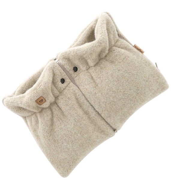 Wool two-parts hand muffs Sierra beige
