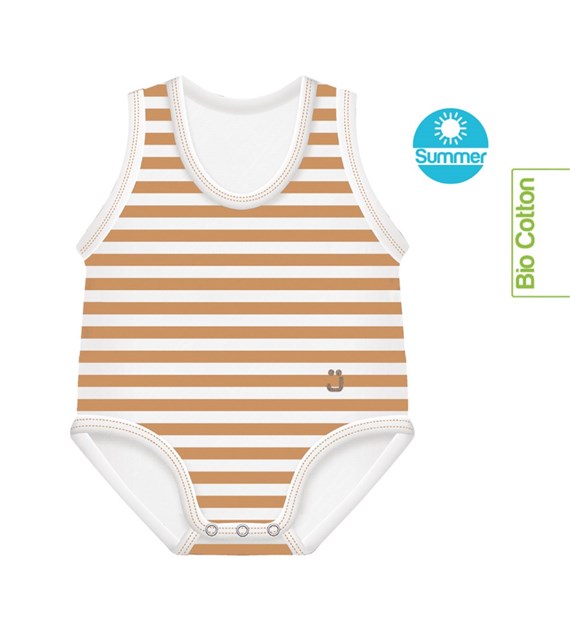 Growing body Bio Cotton Summer 0-36m caramel stripes
