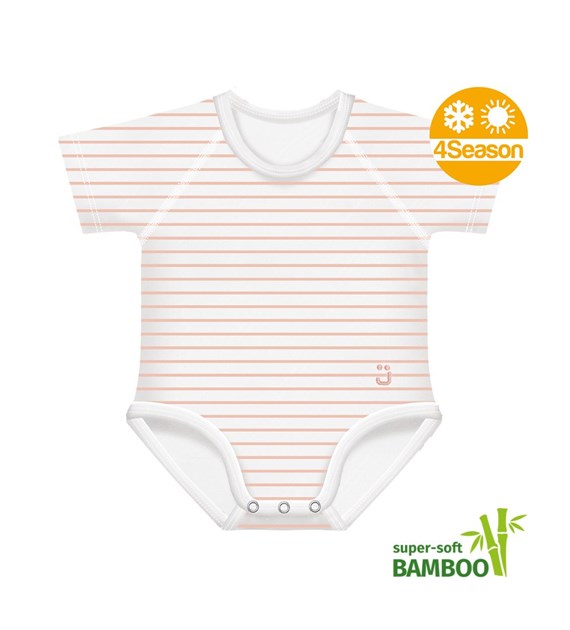 Body rosnące Bamboo 4Season 0-36m peach stripes