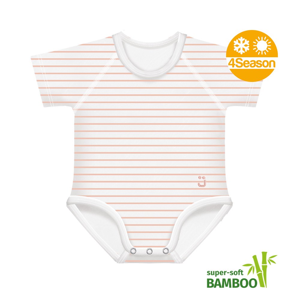 Body rosnące Bamboo 4Season 0-36m peach stripes
