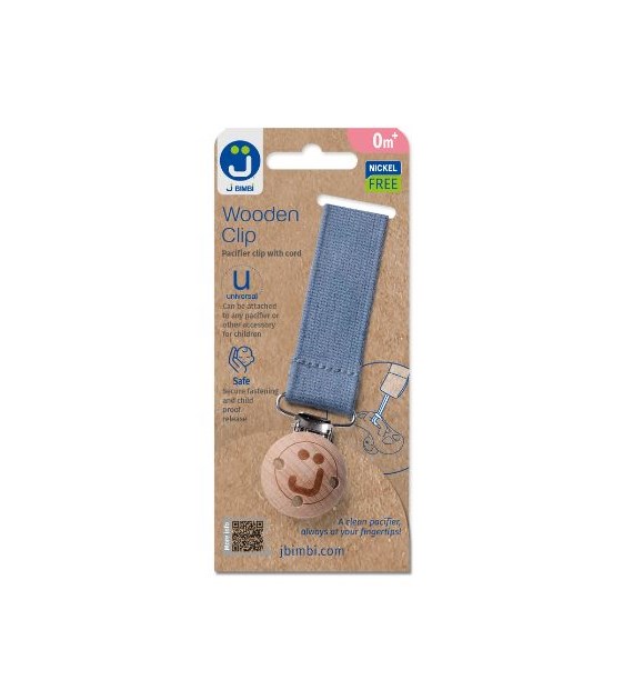 Zawieszka do smoczka z drewnianym klipsem Eco blue