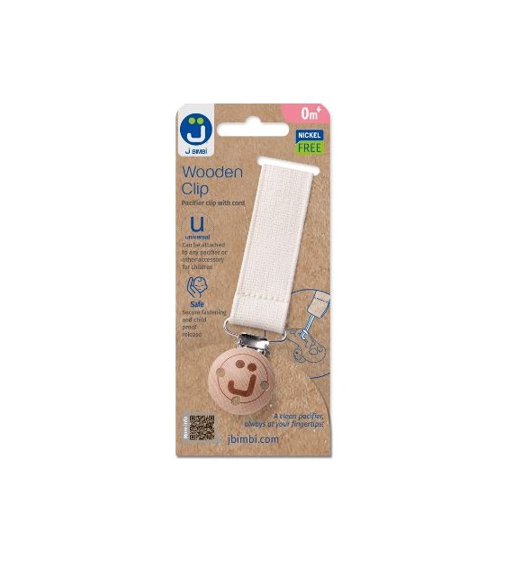 Zawieszka do smoczka z drewnianym klipsem Eco beige