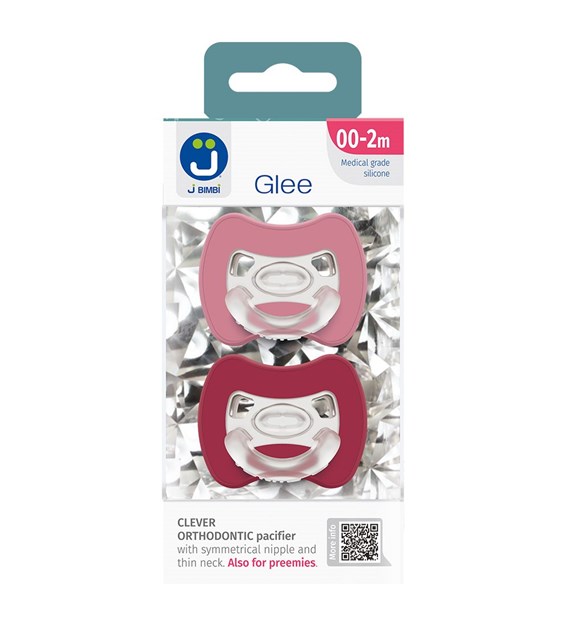 2-pack Sprytny smoczek ortodontyczny Glee 0-2m old rose-red