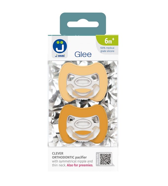 2-pack Sprytny smoczek ortodontyczny Glee 6m+ beige-mustard