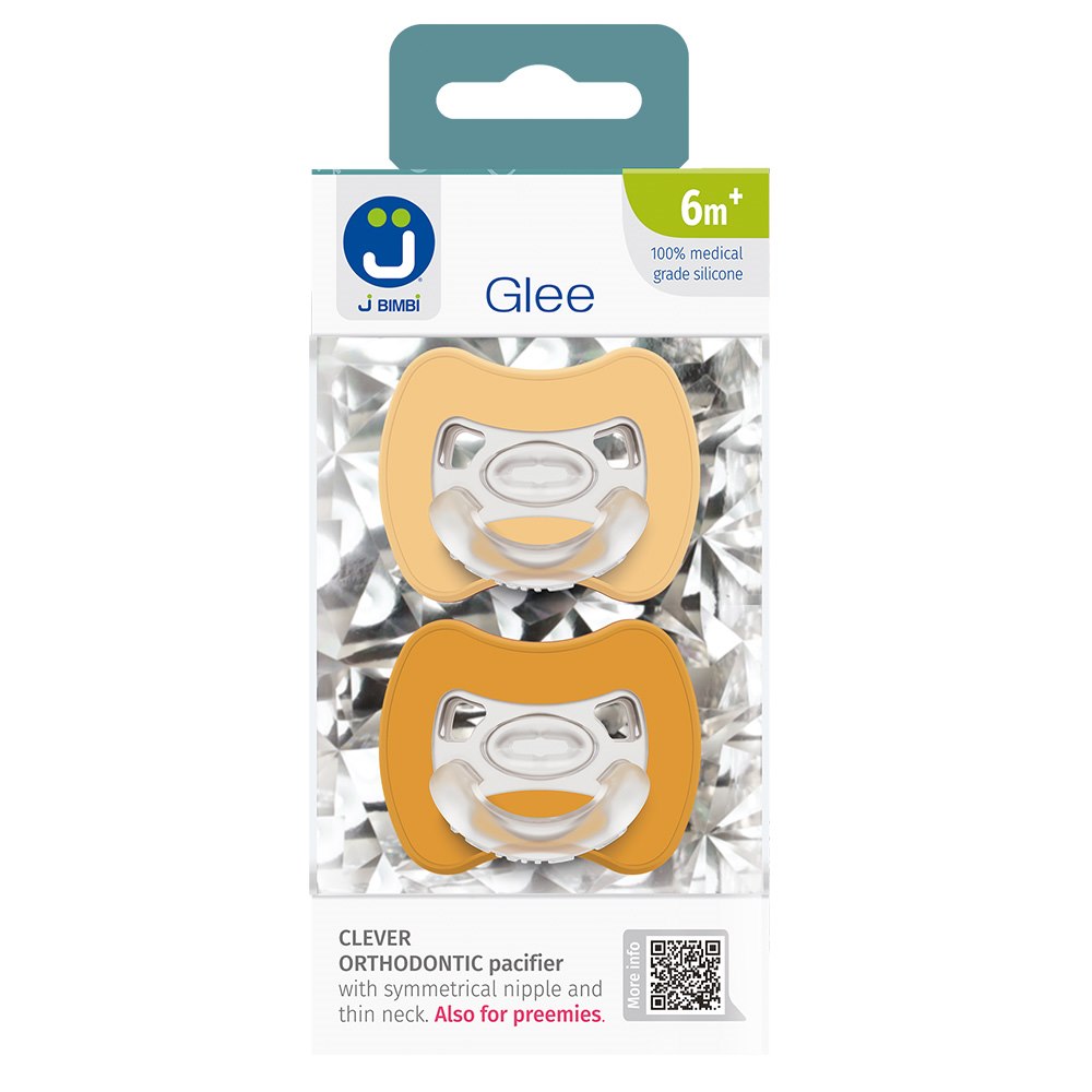 2-pack Sprytny smoczek ortodontyczny Glee 6m+ beige-mustard
