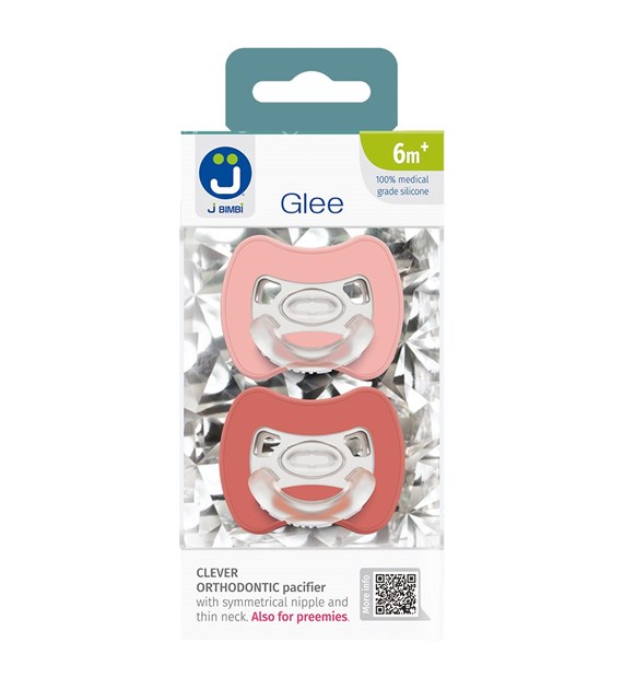 2-pack Sprytny smoczek ortodontyczny Glee 6m+ rose-brick
