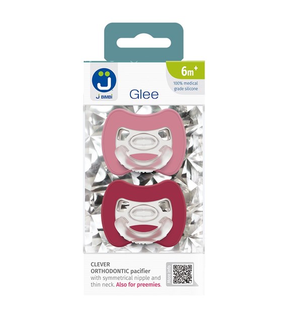 2-pack Sprytny smoczek ortodontyczny Glee 6m+ old rose-red