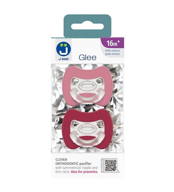 2-pack Sprytny smoczek ortodontyczny Glee 16m+ old rose-red