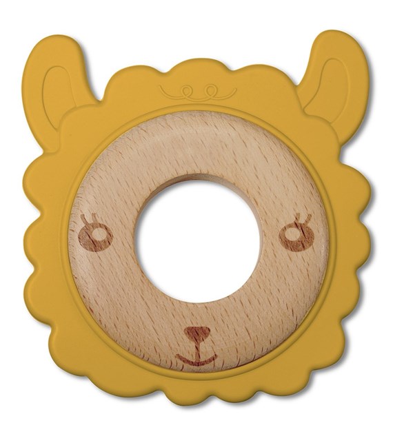 Gryzak Bite&Play ring wooden and silicone 3m+ lama