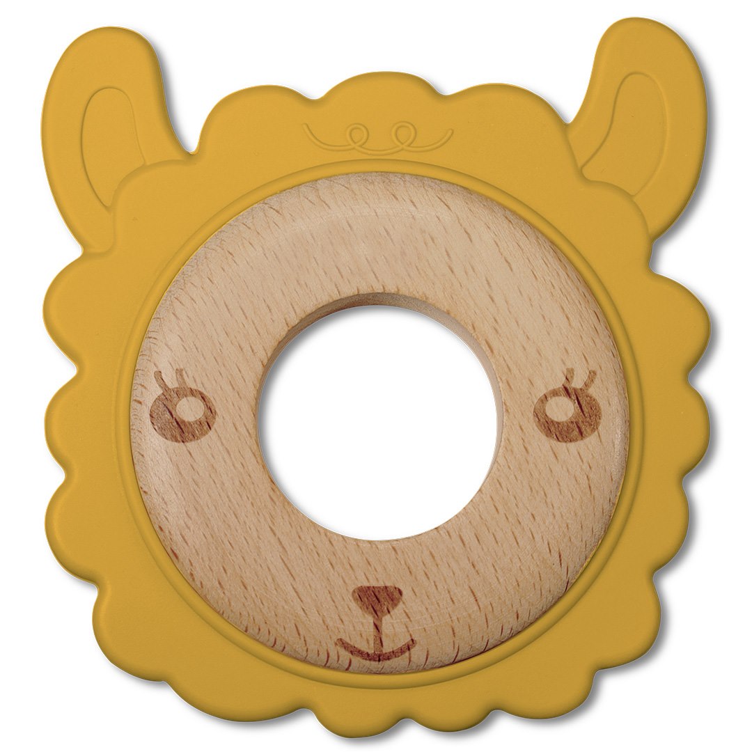 Gryzak Bite&Play ring wooden and silicone 3m+ lama