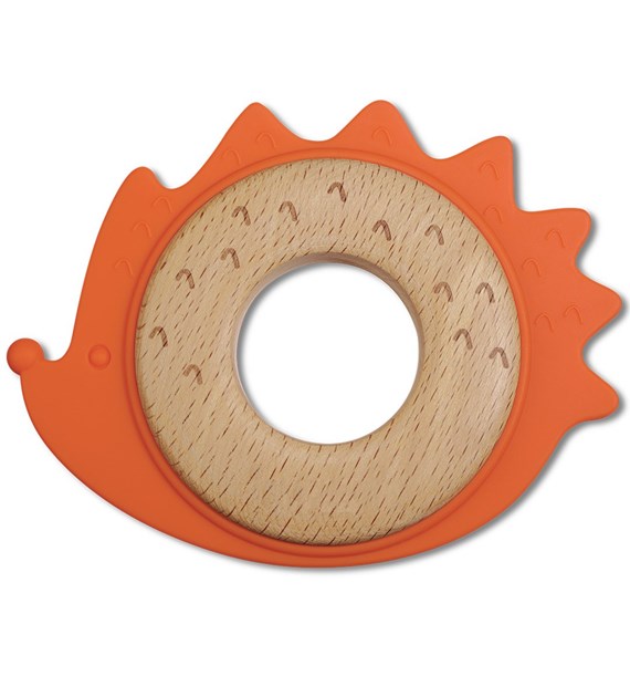 Gryzak Bite&Play ring wooden and silicone 3m+ hedgehog