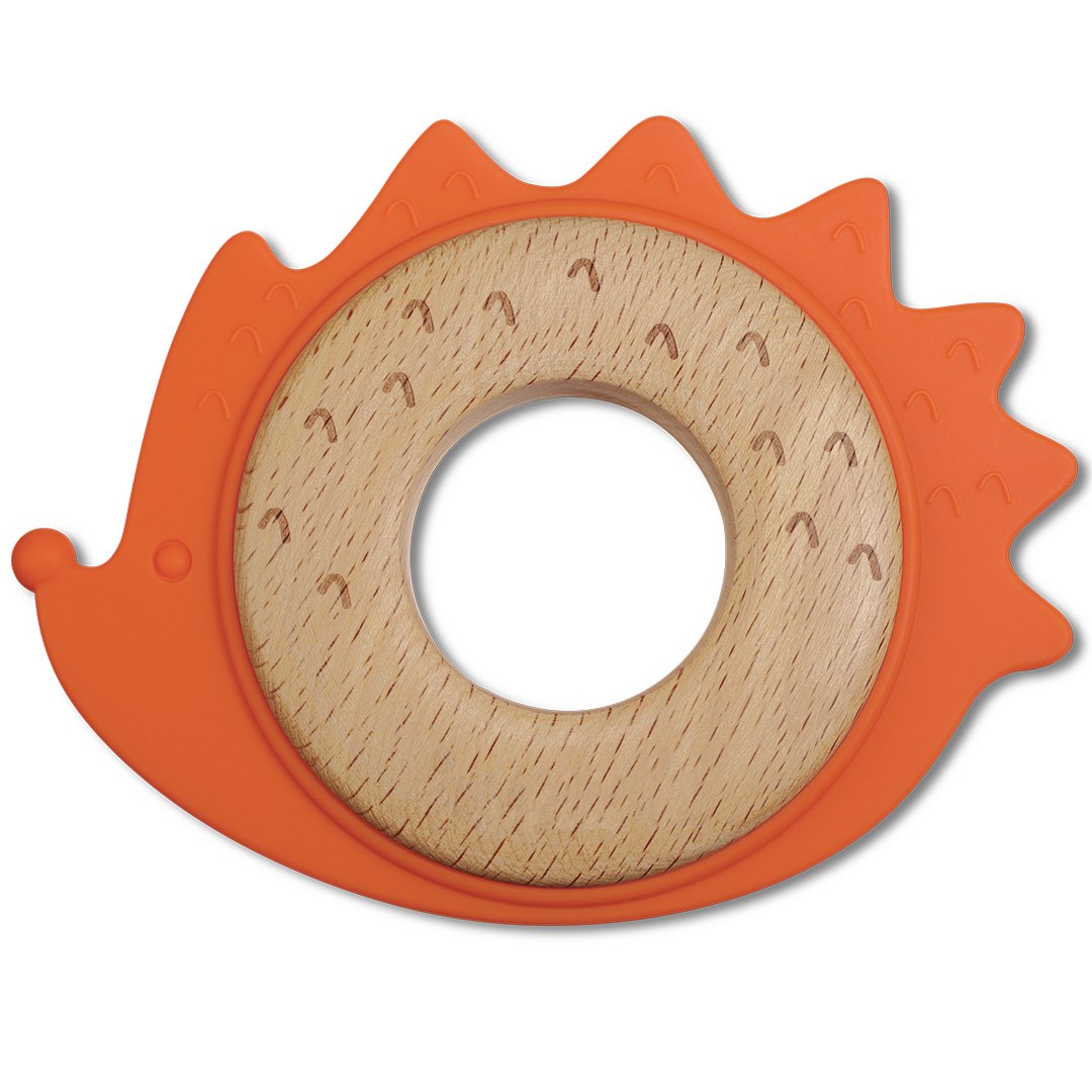 Gryzak Bite&Play ring wooden and silicone 3m+ hedgehog